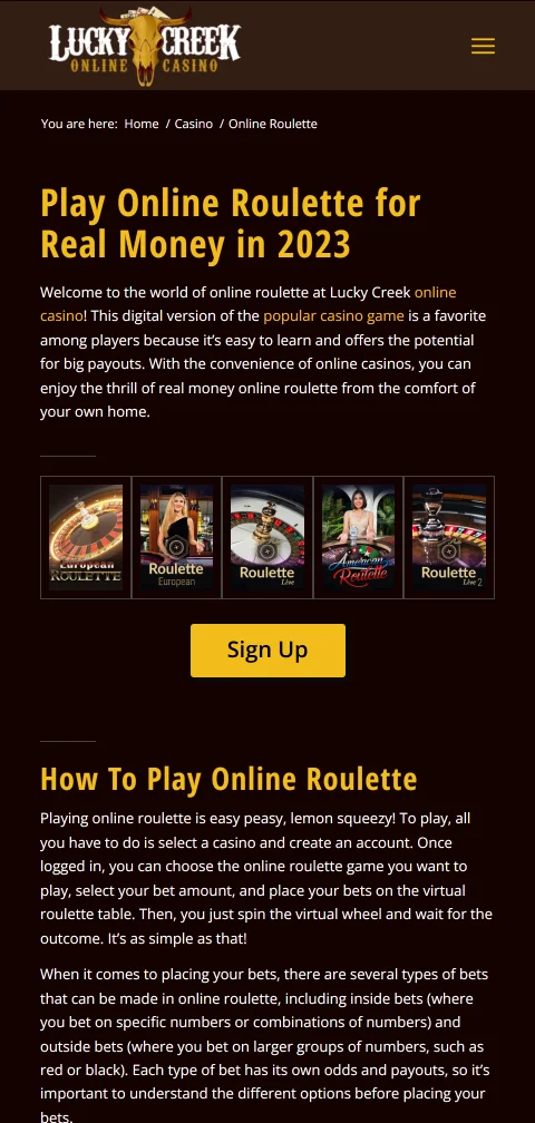 Lucky Creek Casino mobile play and smartphone access for Canada