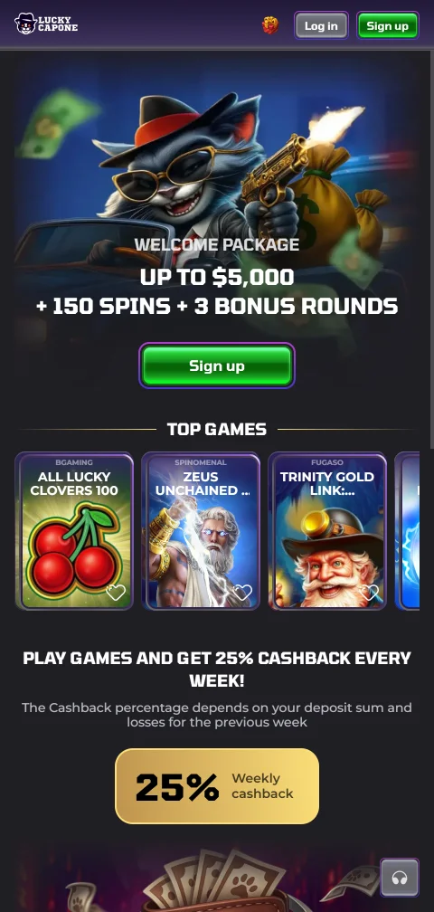 LuckyCapone Casino mobile access for Canadian players