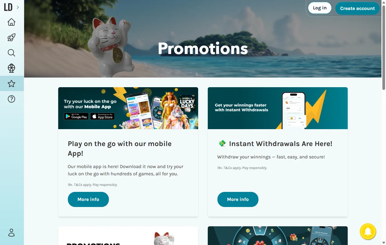 LuckyDays Casino bonuses promotions and welcome offer details for players