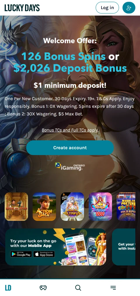 LuckyDays Casino mobile access and responsive play experience for Canada