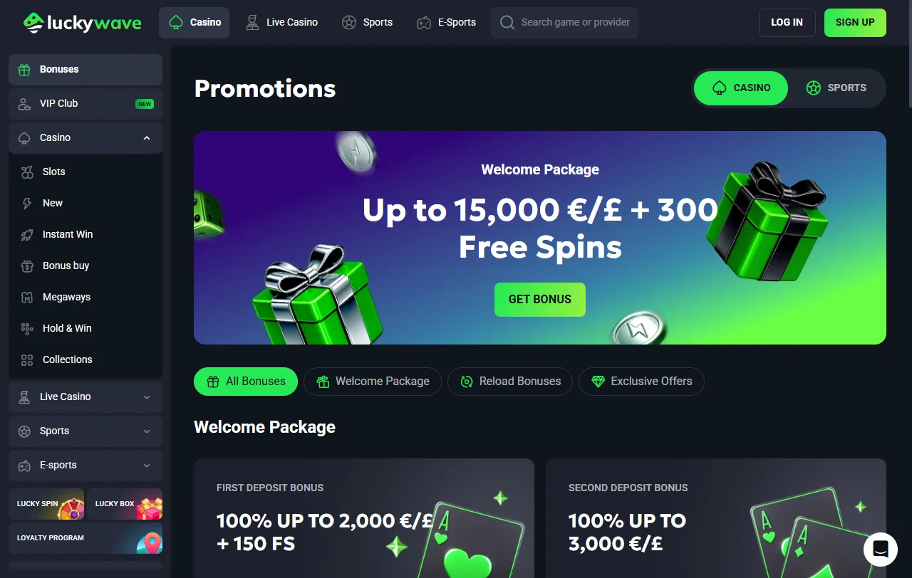 LuckyWave Casino bonuses, welcome offers, and wagering conditions explained