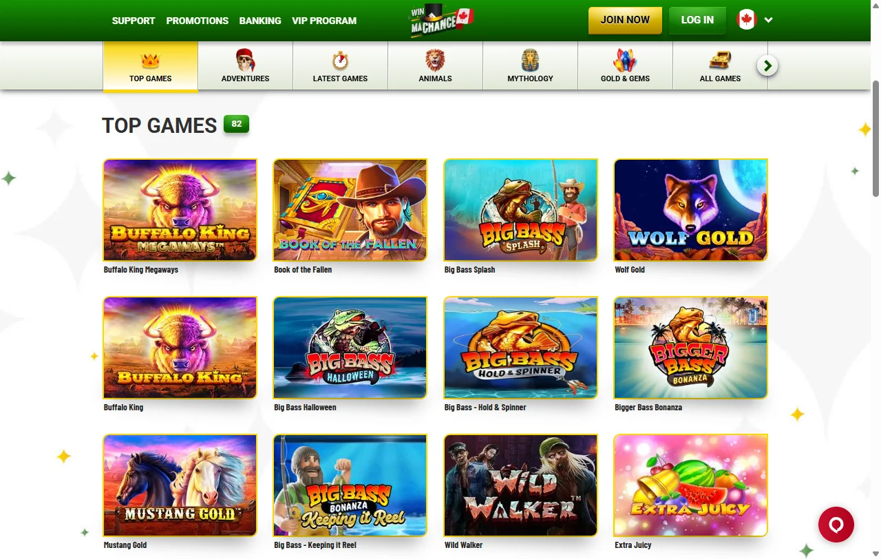 MaChance Casino games library with slots and live dealer coverage