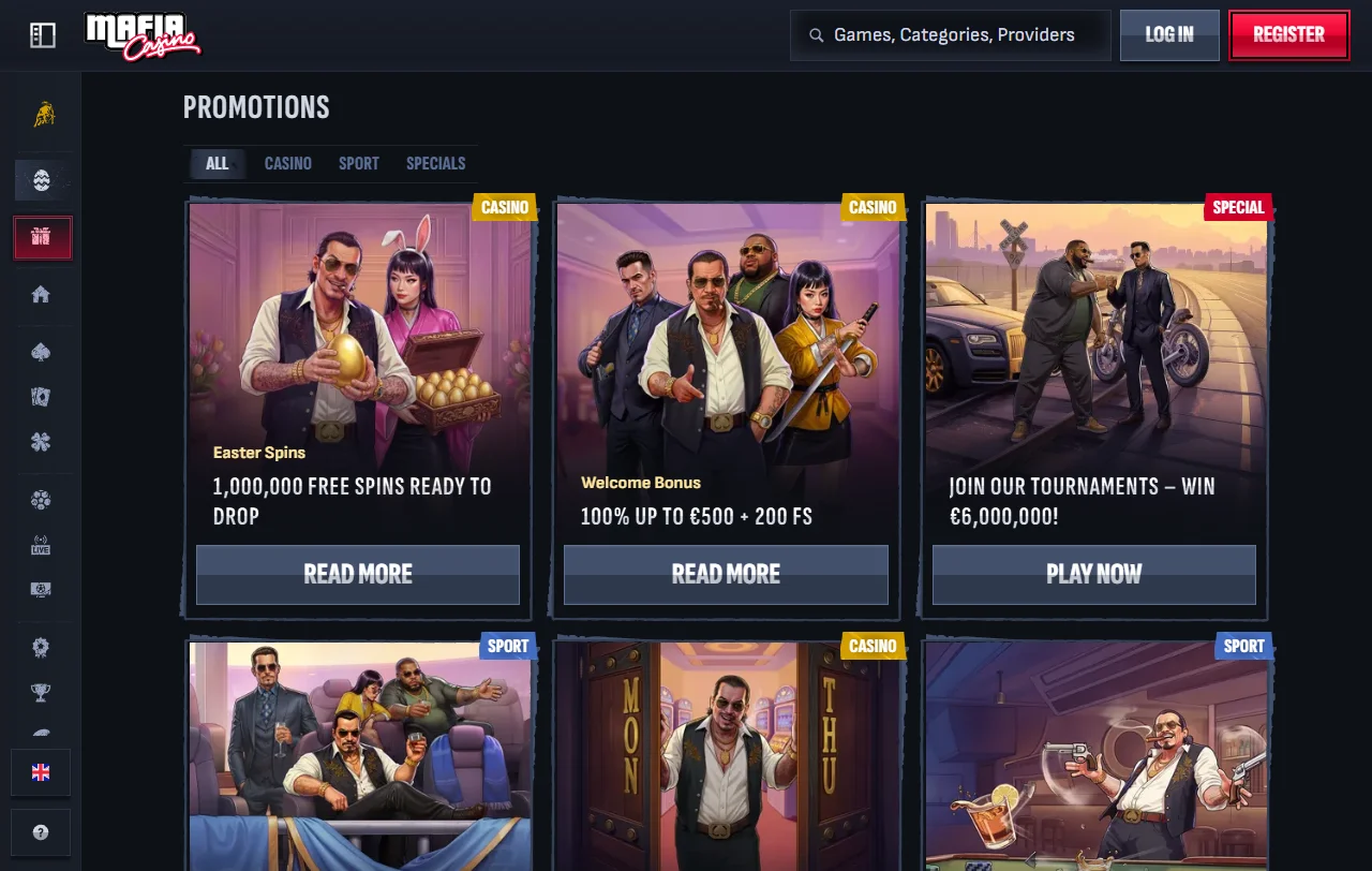 Mafia Casino bonuses and welcome offer details for readers