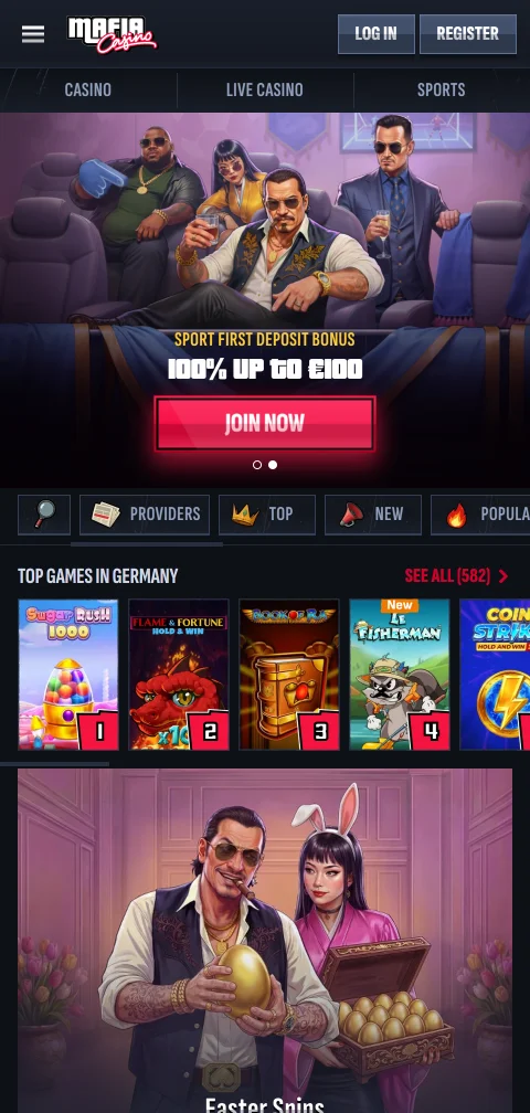 Mafia Casino mobile play on smartphone with browser access