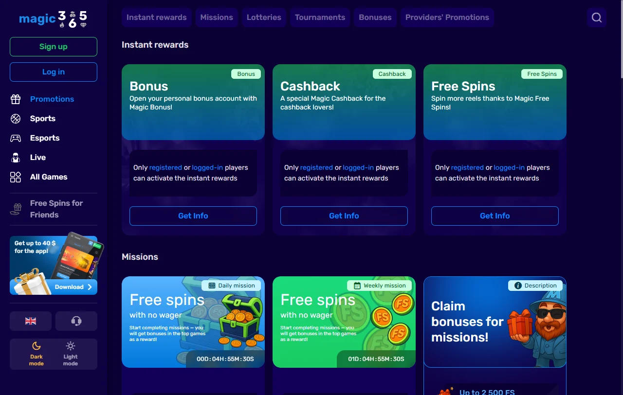 Magic365 Casino games library and provider lineup for analysis