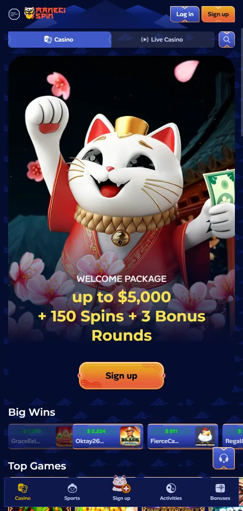 Manekispin Casino mobile access and browser play for Canada