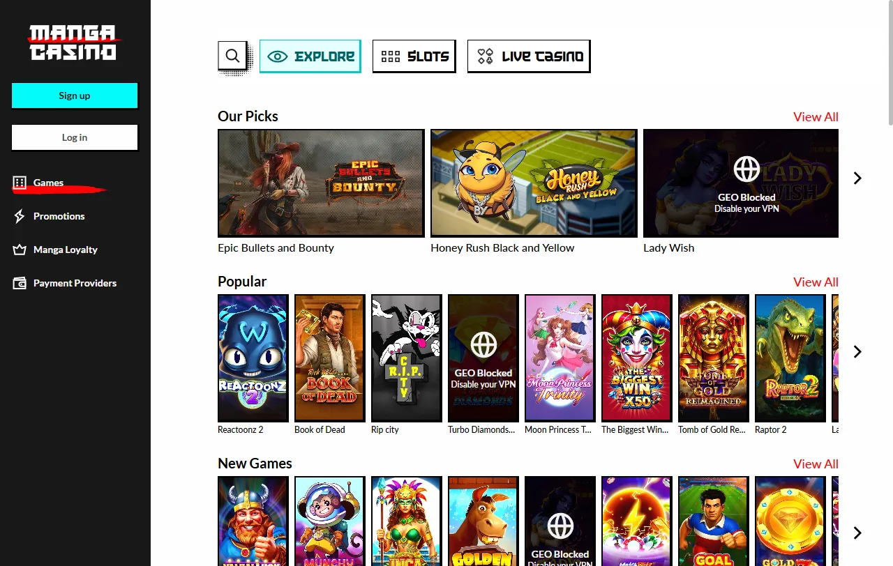 Manga Casino games and provider selection for Canadian players