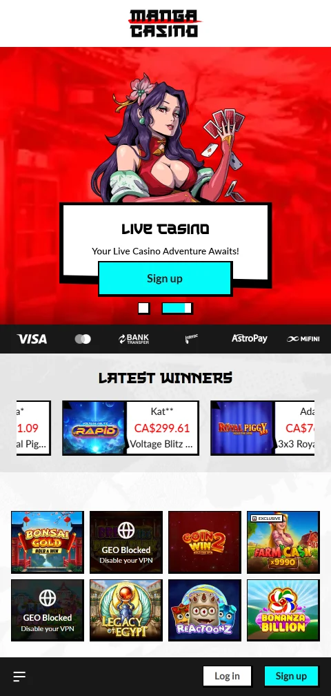 Manga Casino mobile access and browser play for Canada