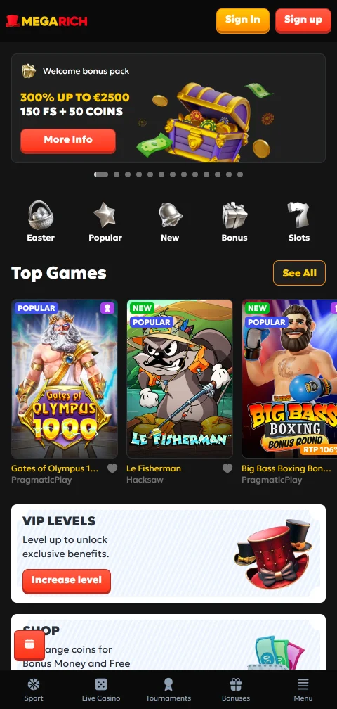 Megarich Casino mobile gaming access and smartphone compatibility for Canada
