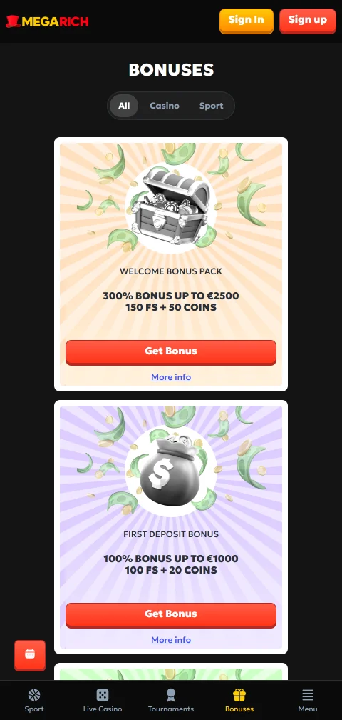 Megarich Casino security, licensing and player protection information
