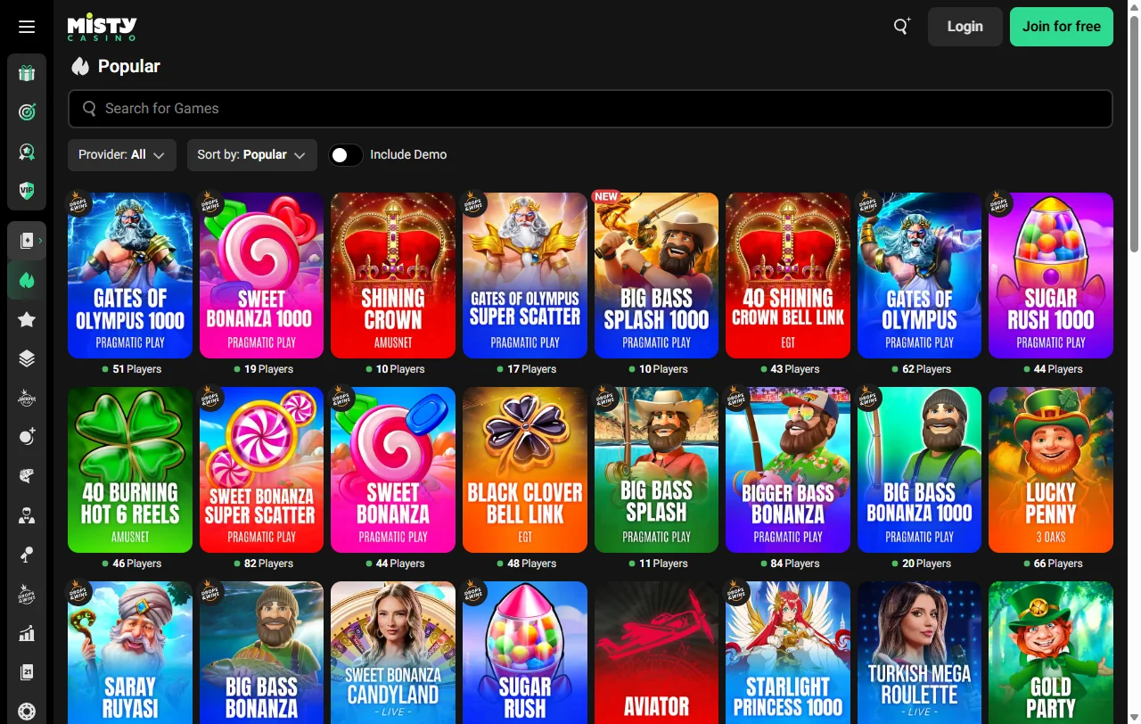 Misty Casino welcome bonus and promotional overview