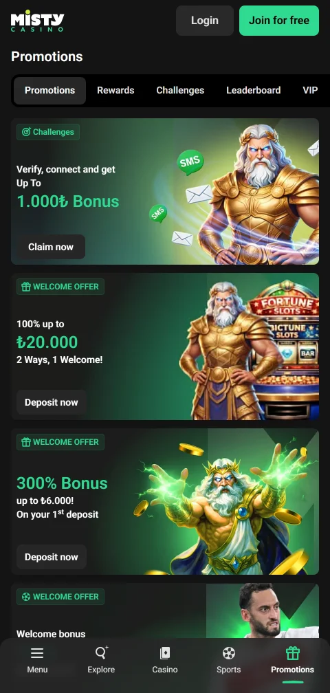 Misty Casino payment methods for Canada players