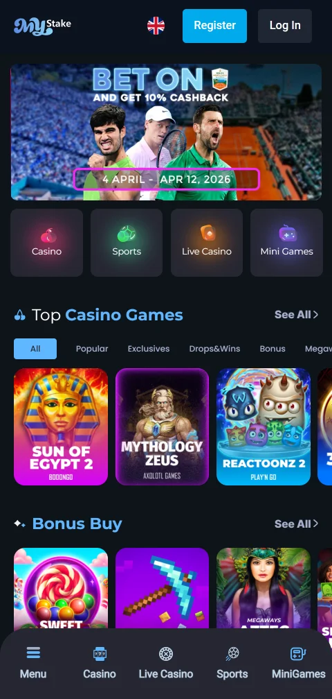 MyStake Casino mobile access on smartphone for Canadian players