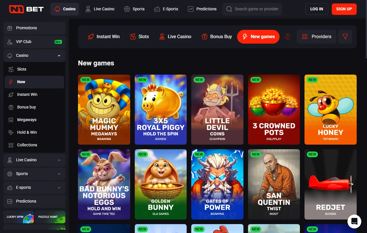 N1Bet Casino game selection and provider coverage in Canada