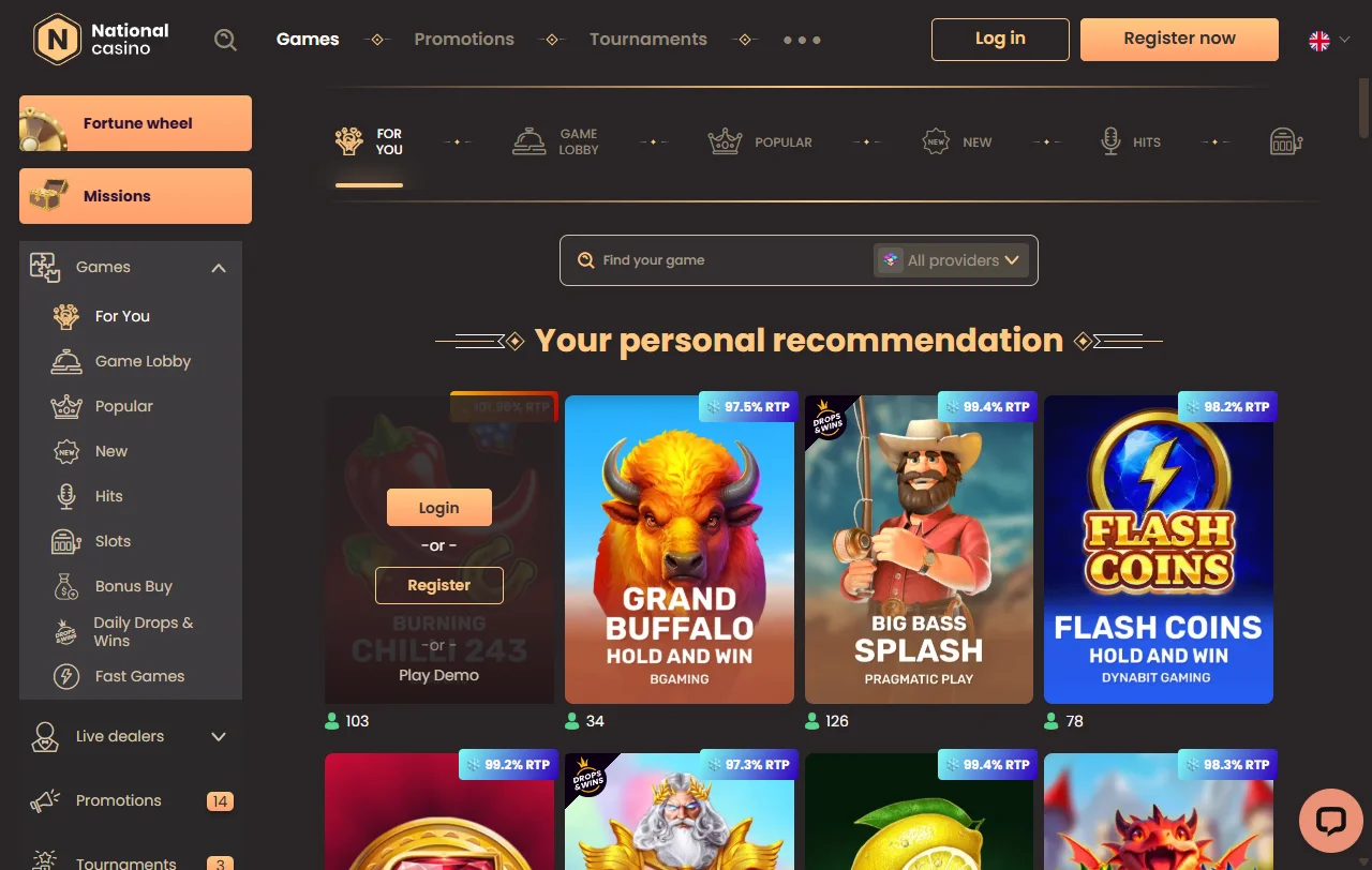 National Casino game selection and provider mix for Canadian users