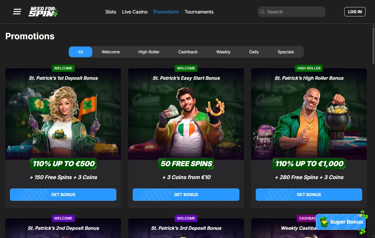 Need for Spin Casino bonus terms, wagering, and welcome offer details
