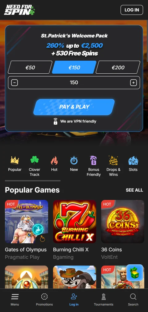 Need for Spin Casino mobile access and responsive play on phones