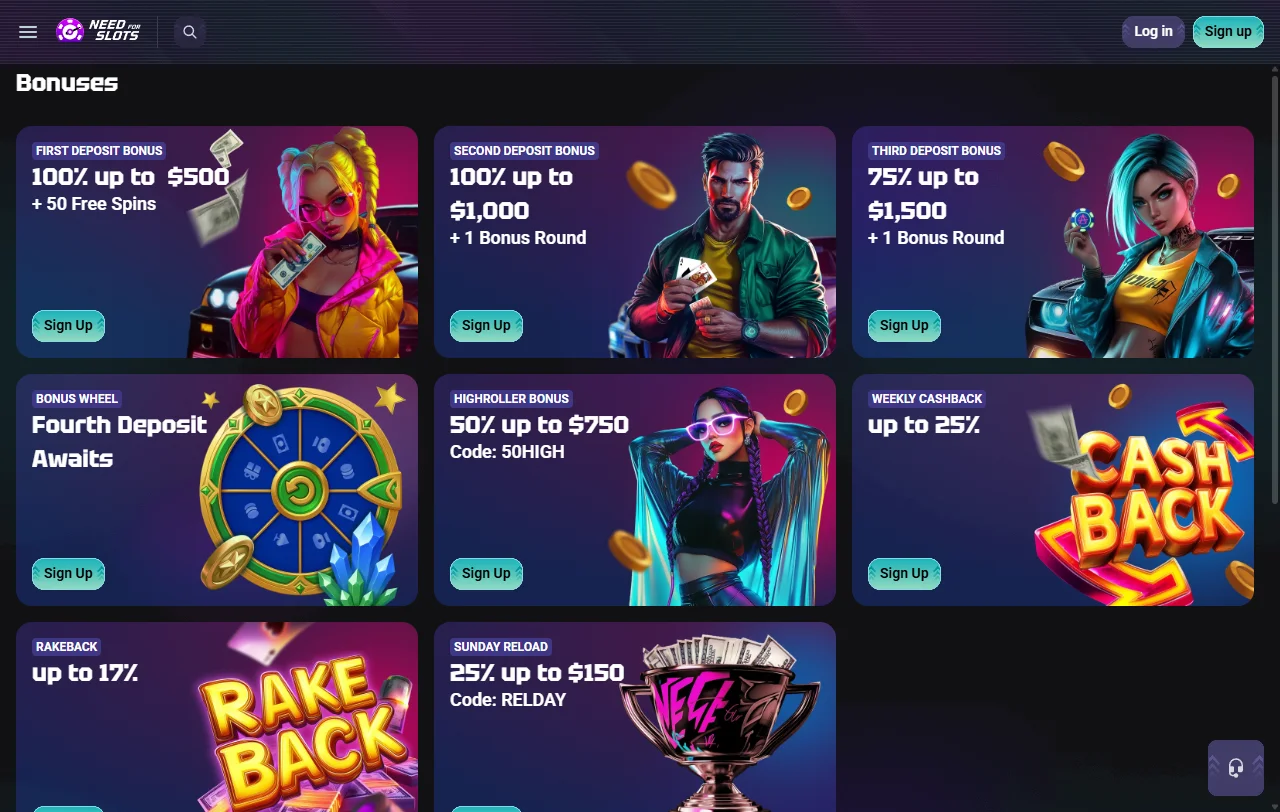 NeedForSlots Casino slots and live dealer selection for Canadian players