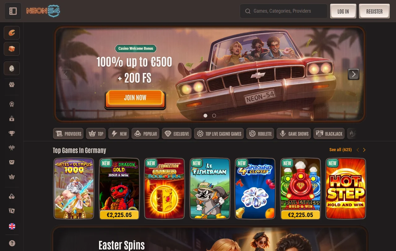 Neon54 Casino review covering Canadian player features and Interac banking
