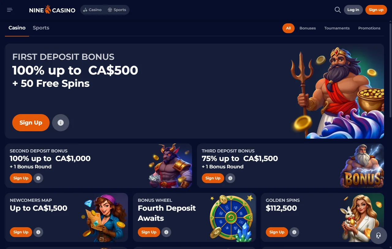 Nine Casino bonus structure and promotion details for Canadian readers