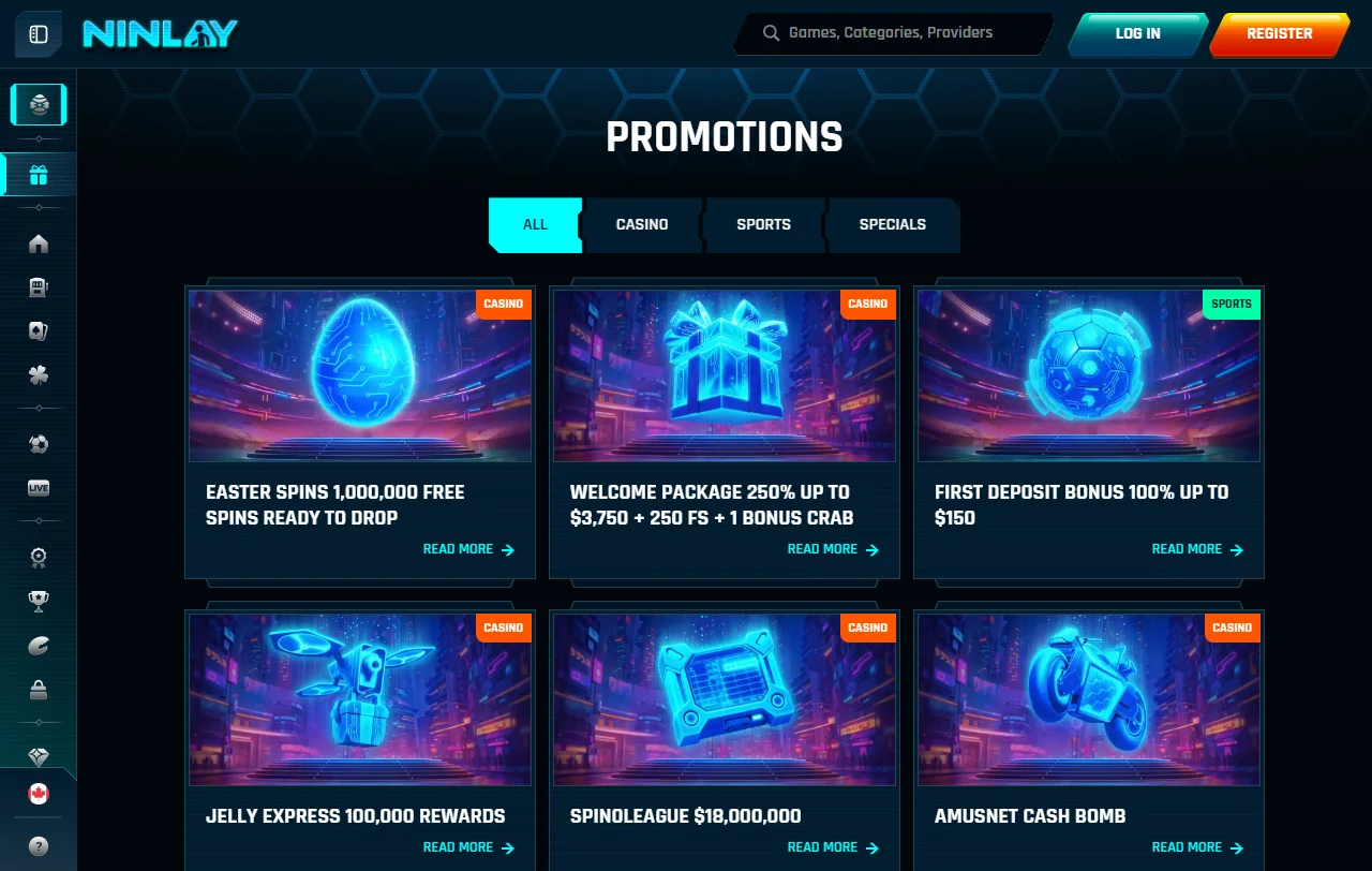 Ninlay Casino game library and live dealer coverage
