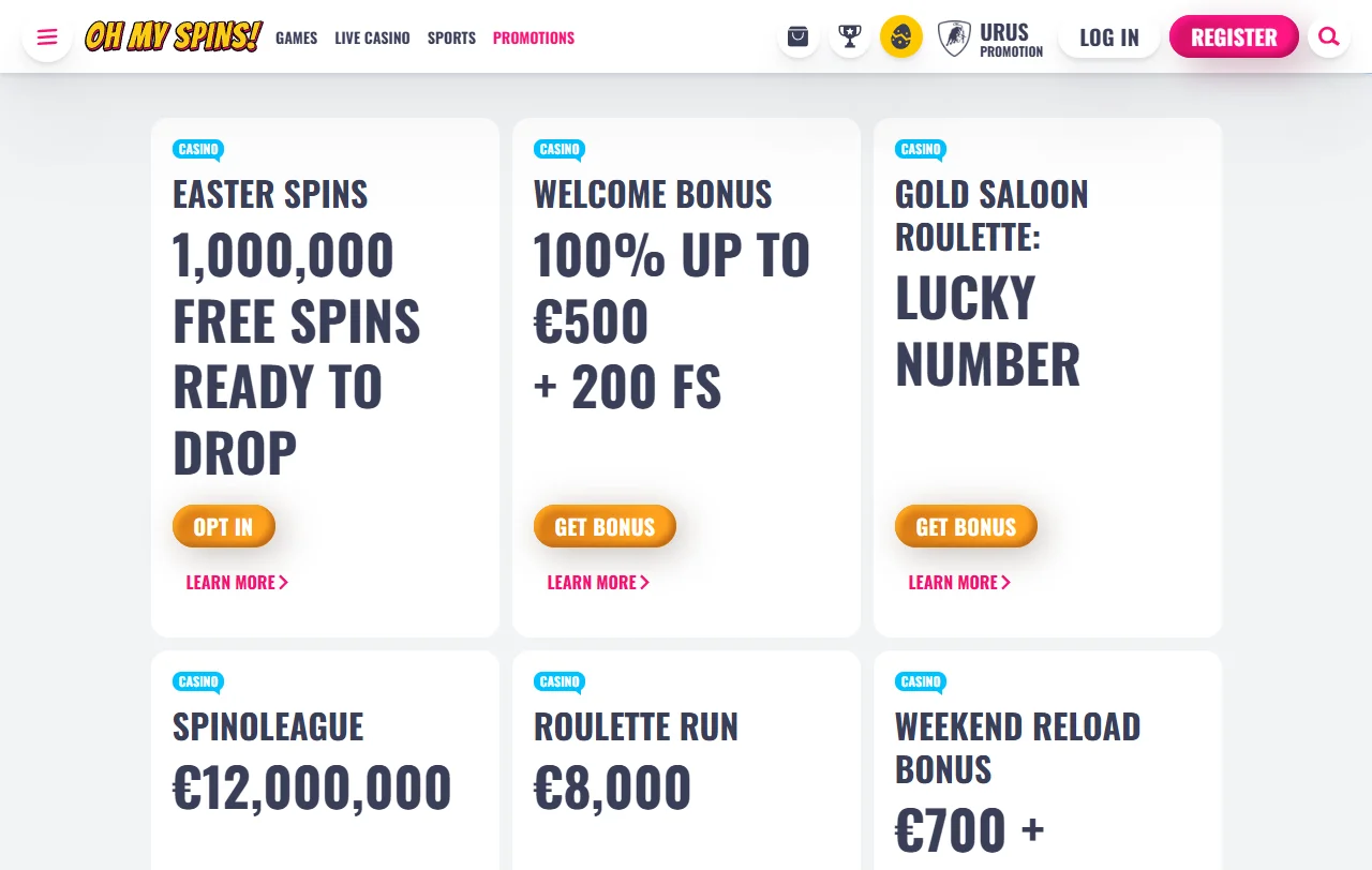 Oh My Spins Casino bonuses and promotions explained for Canada