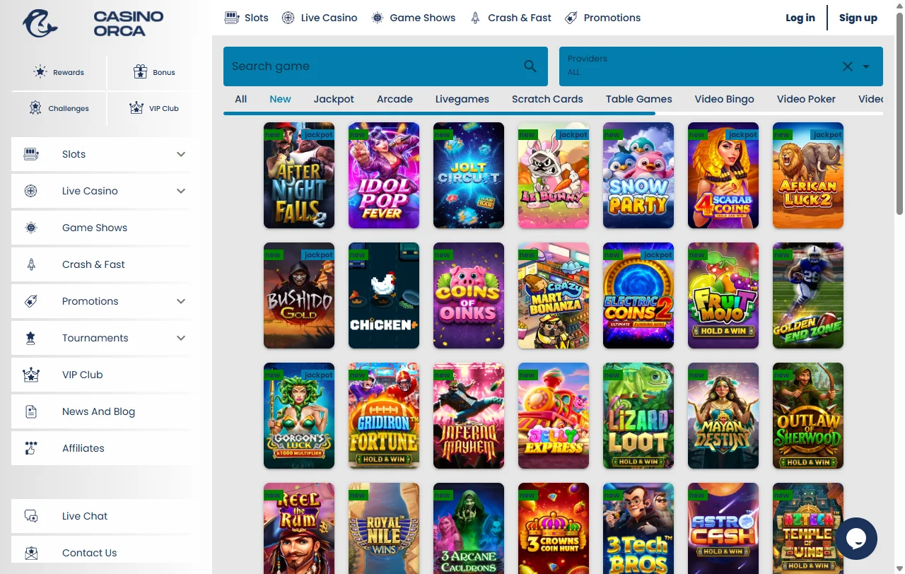 Orca Casino slots, live tables and entertainment selection analysis