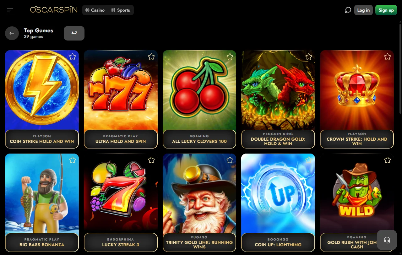 Oscarspin Casino slots, live games and provider mix overview