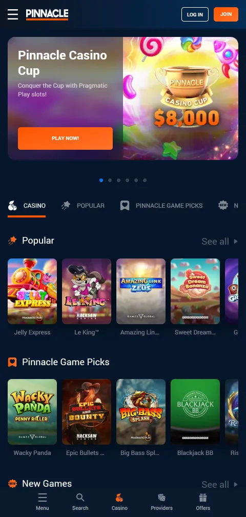 Pinnacle Casino mobile play across iPhone and Android browsers