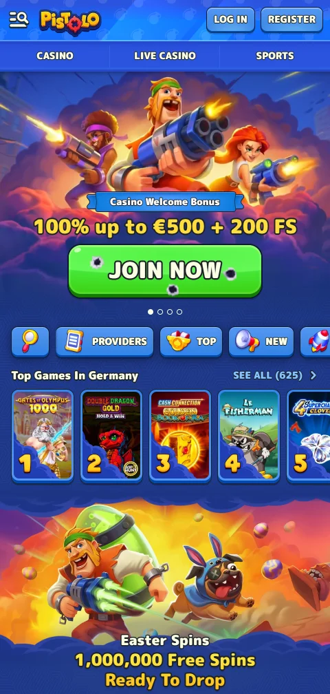 Pistolo Casino mobile play with browser access for Canada users