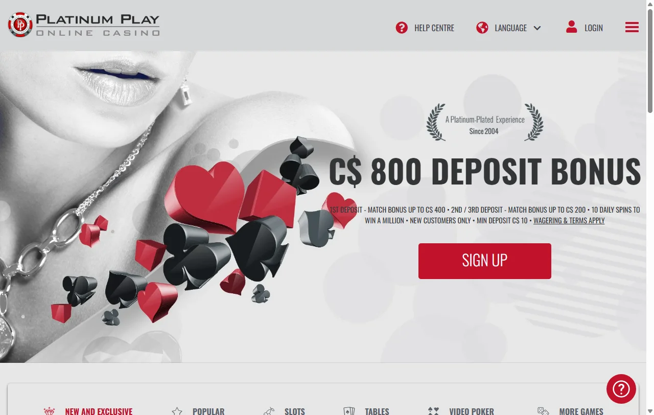 Platinum Play Casino overview for Canada players comparing features and terms