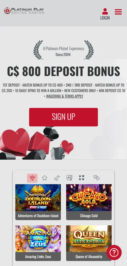 Platinum Play Casino mobile access on smartphones for convenient play