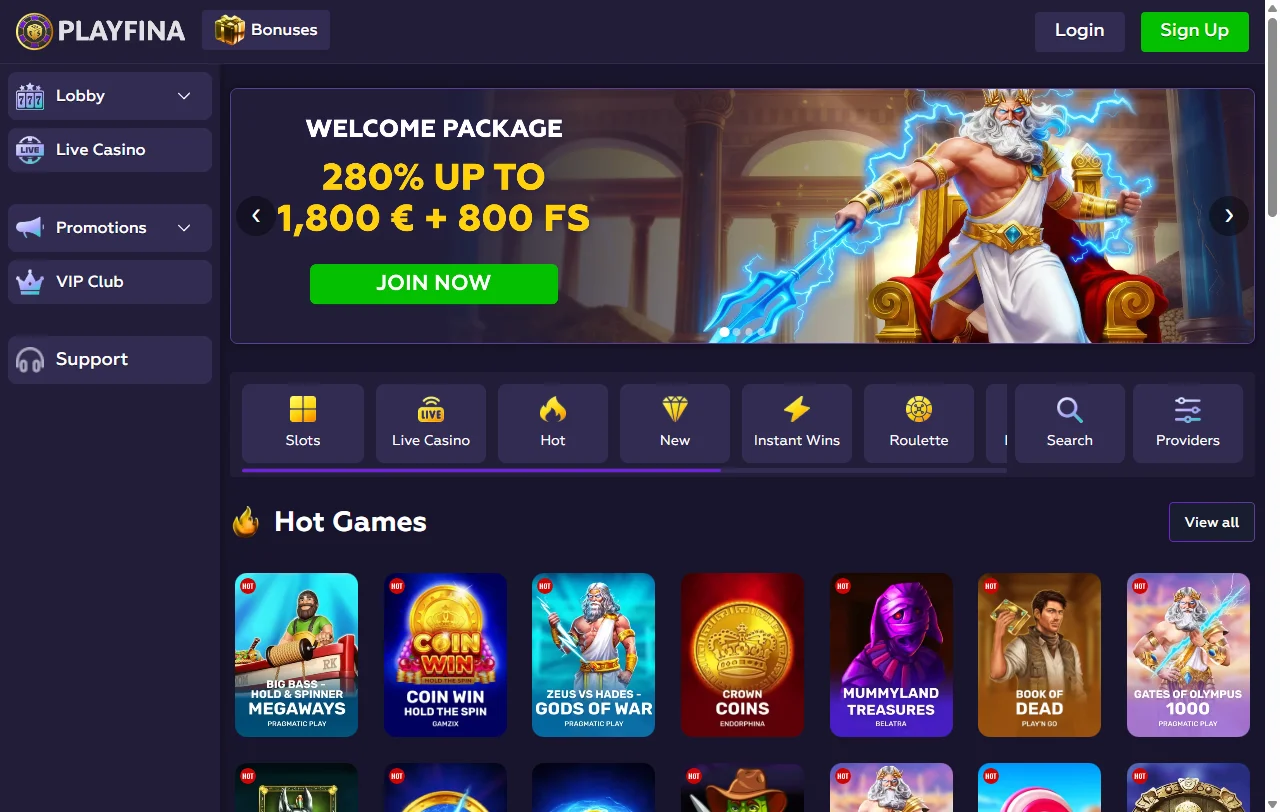 Playfina Casino review covering games, payments, and Canada player experience