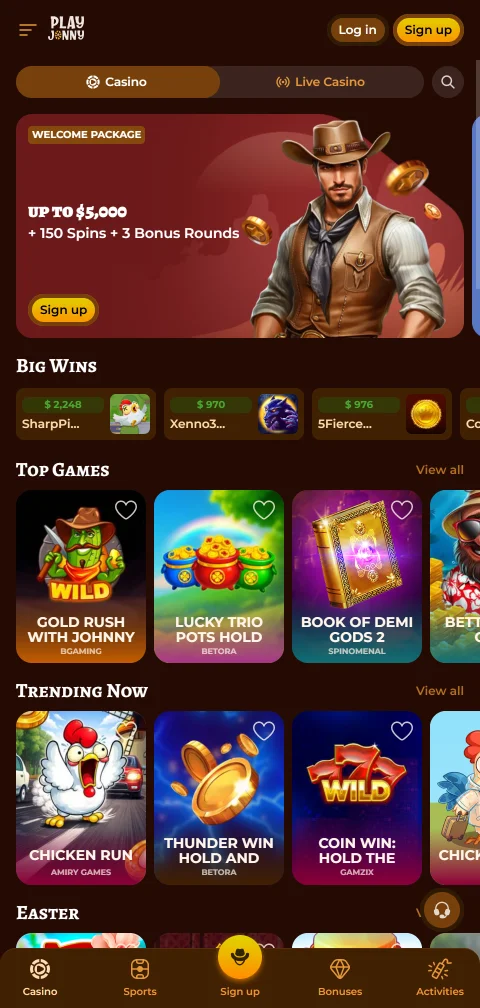 PlayJonny Casino mobile access on phones with browser-based play
