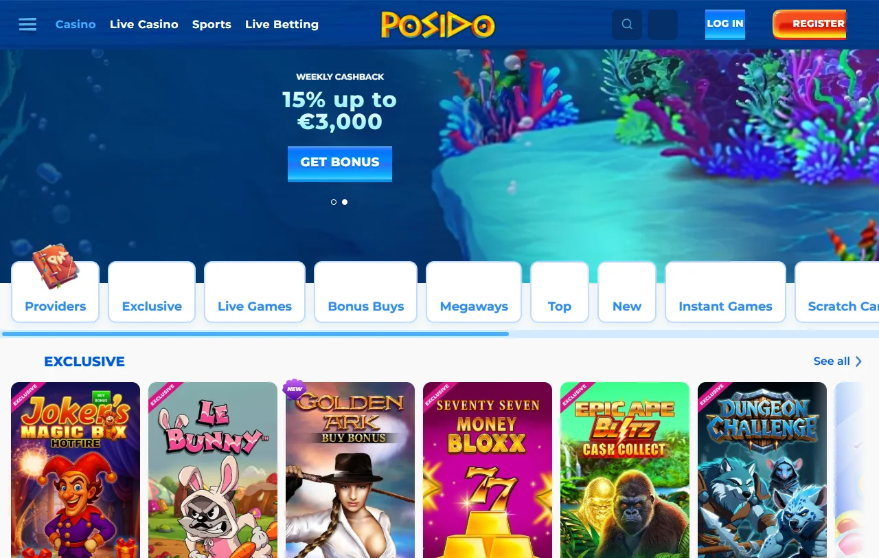 Posido Casino slots and live dealer selection for Canada players
