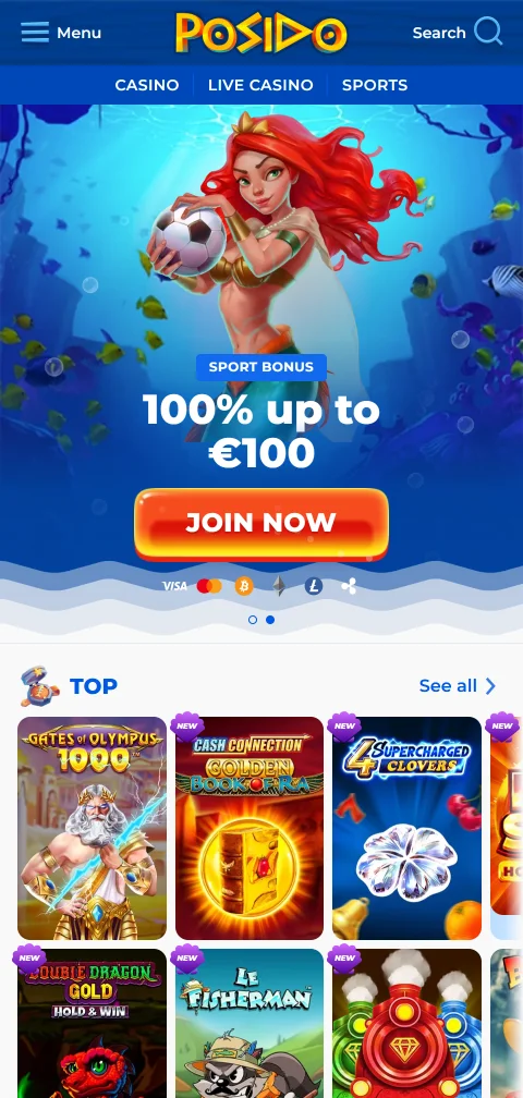 Posido Casino mobile play on smartphones with browser access