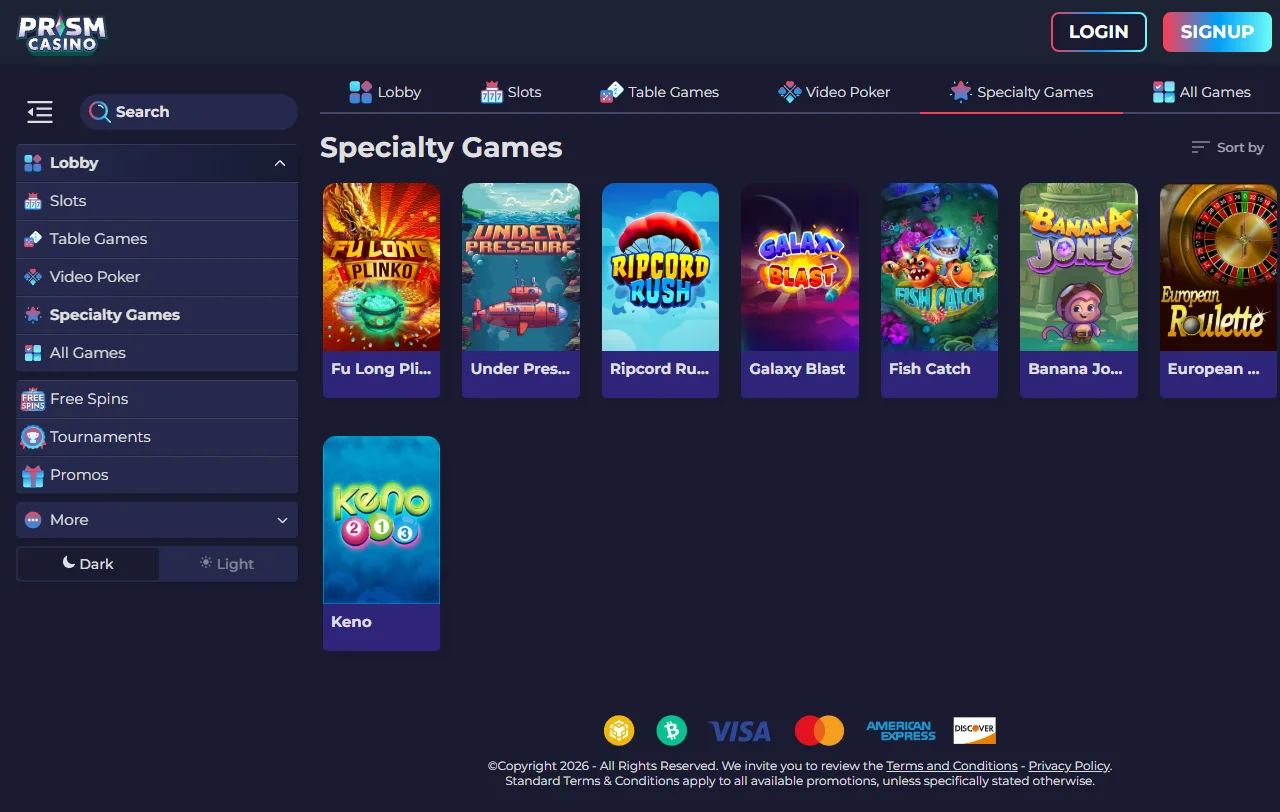 Prism Casino bonuses, wagering terms, and welcome offer summary