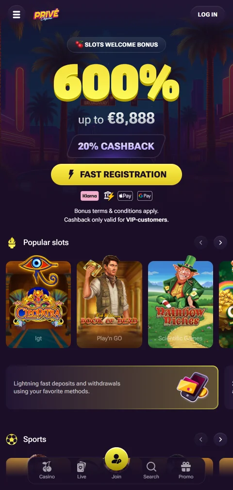 Prive Casino mobile access with responsive browser play on phones