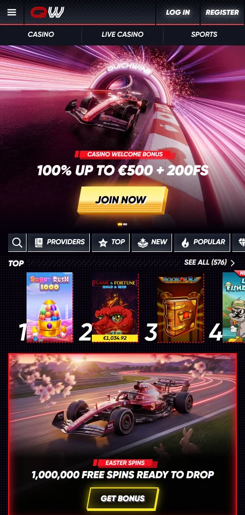 QuickWin Casino mobile access for Canada players on browser devices
