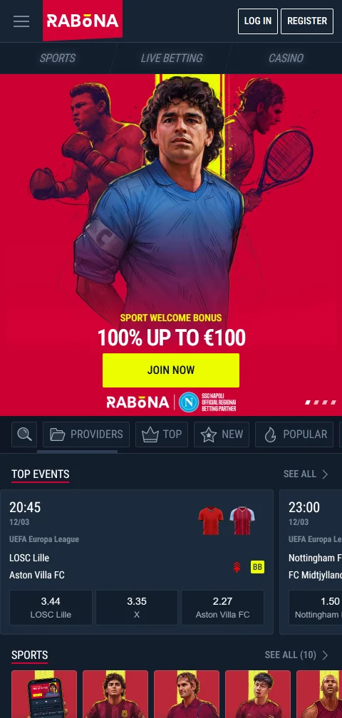 Rabona Casino mobile access for players using phones and tablets