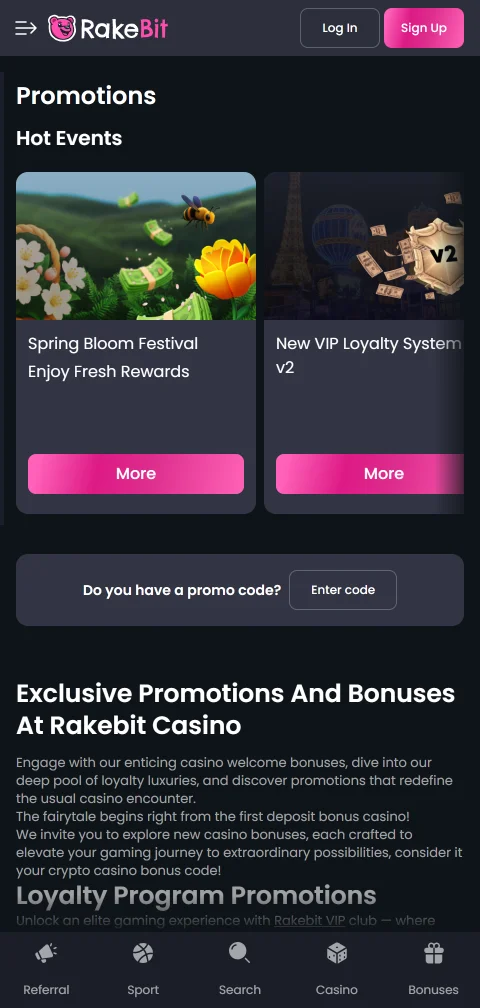 RakeBit Casino crypto deposits, withdrawals, and payment methods