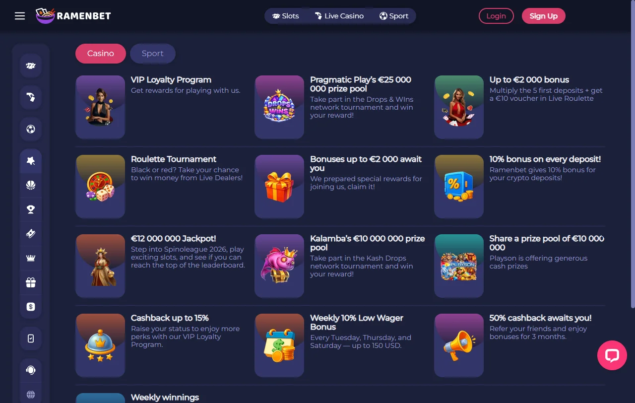 Ramenbet Casino bonus structure and welcome offer details for players