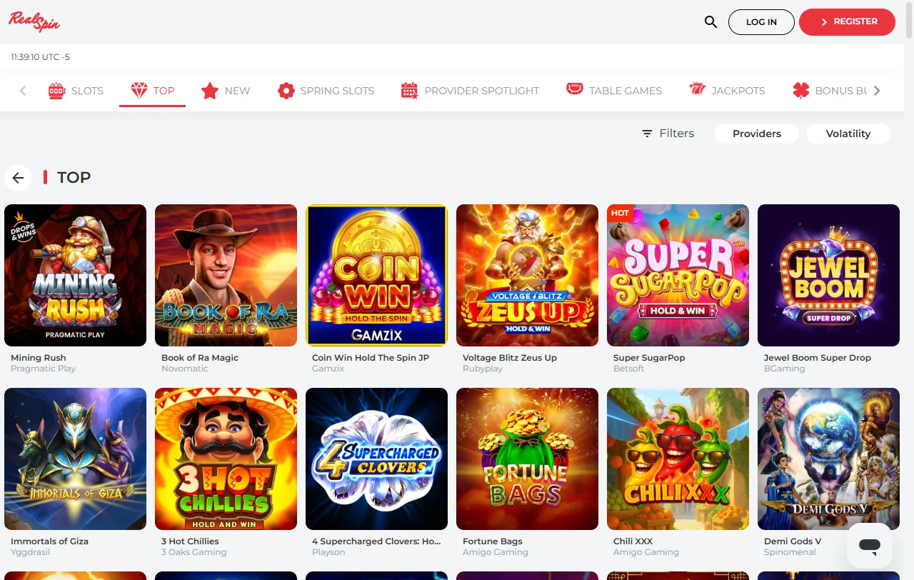 RealSpin Casino review showing overall platform coverage for Canada players