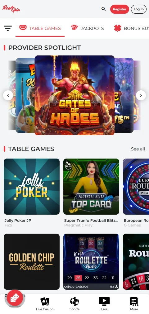 RealSpin Casino banking options with deposits and withdrawals