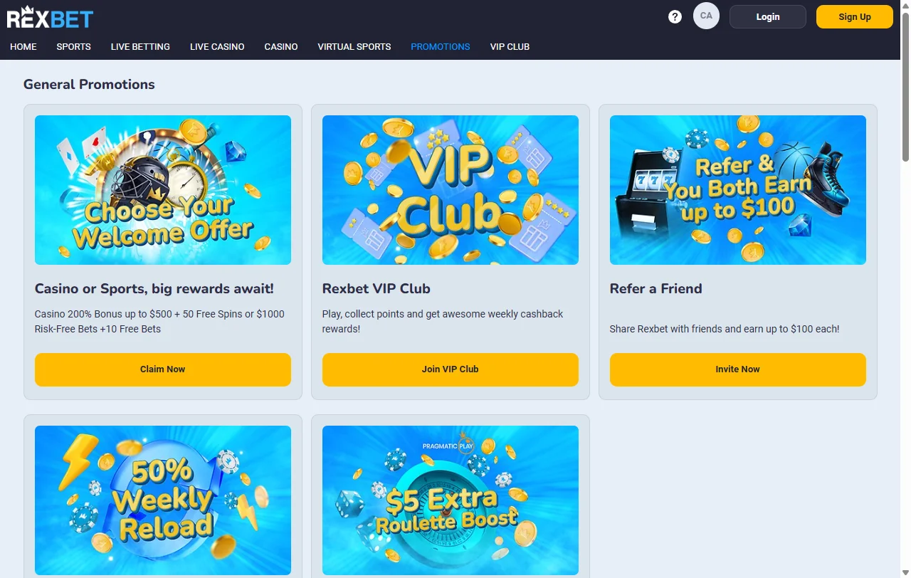 Rexbet Casino welcome bonus and promotion overview