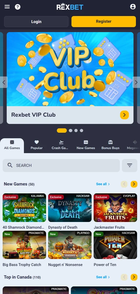 Rexbet Casino deposits, withdrawals, and payment methods