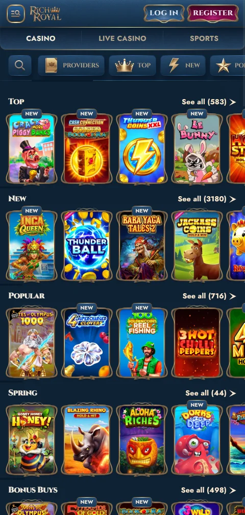 RichRoyal Casino deposits and withdrawals with Canadian payment options