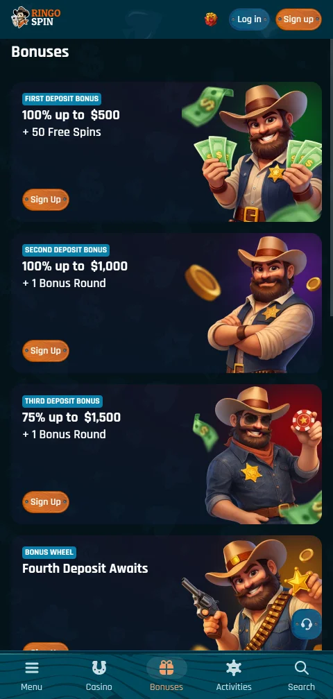 RingoSpin Casino deposits, withdrawals and payment methods for Canadians