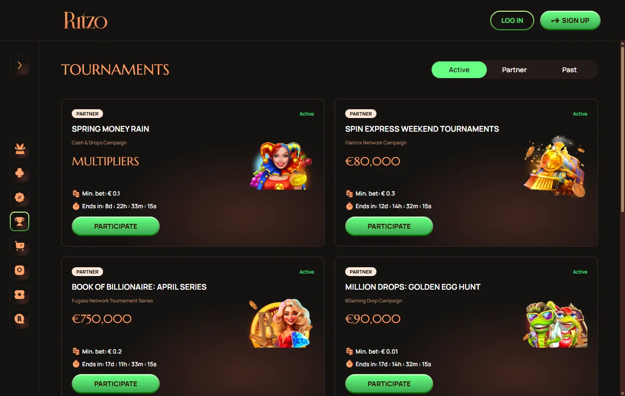 Ritzo Casino games and slot variety for Canada