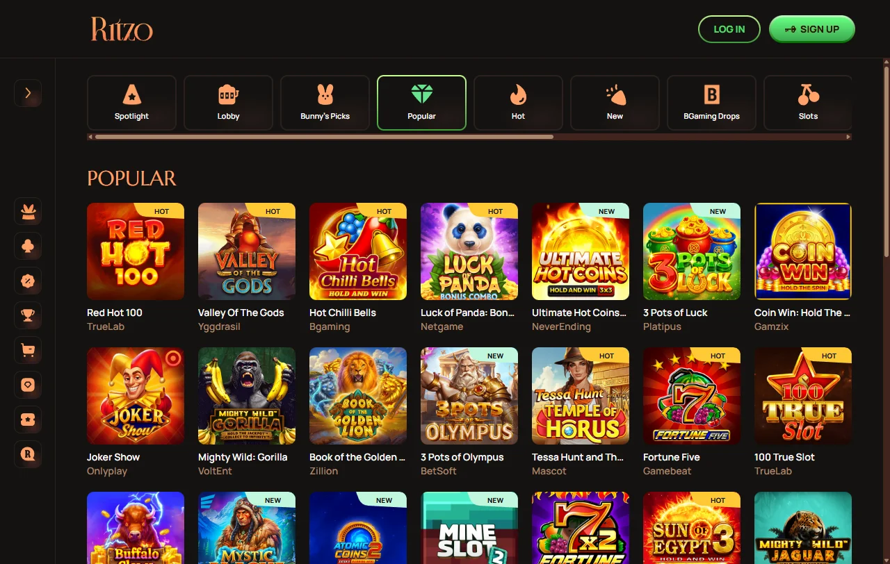 Ritzo Casino welcome bonus and promotions overview